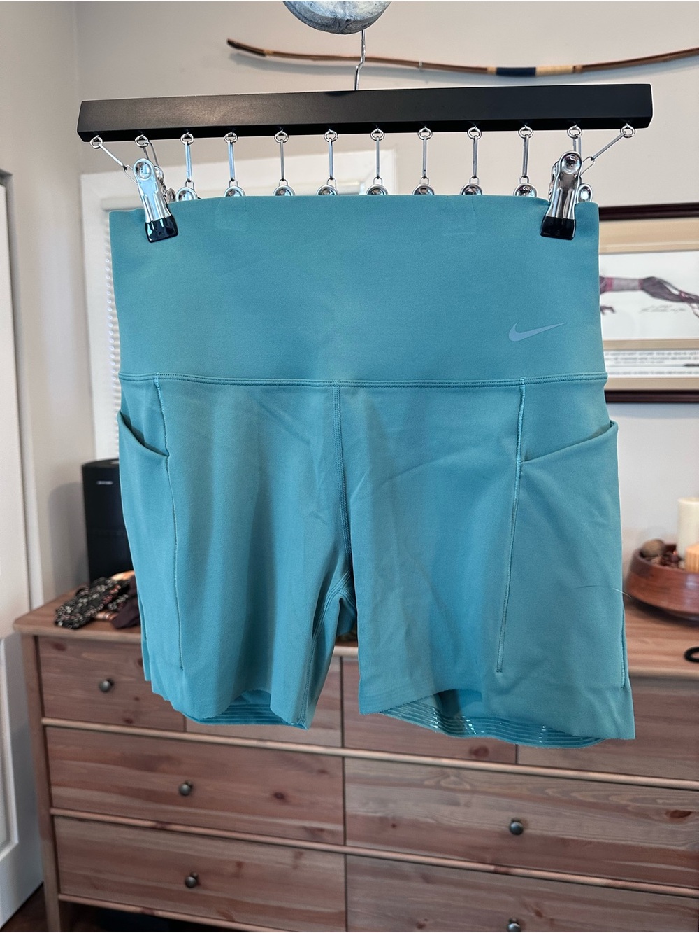 Nike Teal High-Rise Bike Shorts with Side Pockets